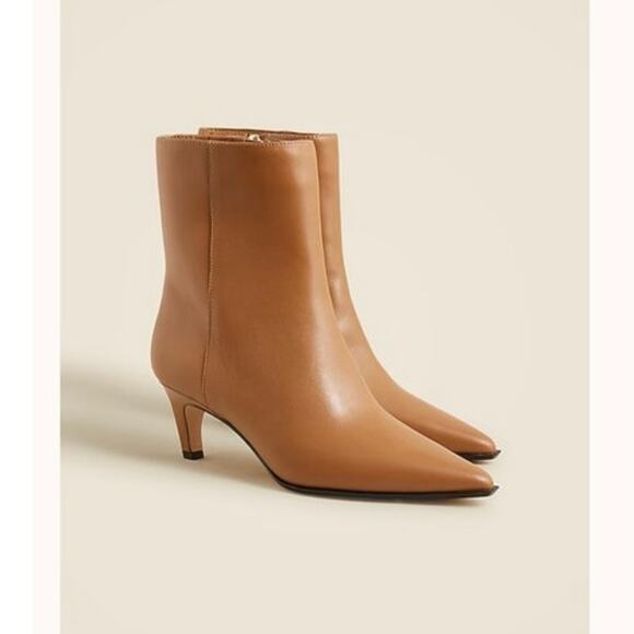 J. Crew New Stevie Ankle Boots Stiletto Heels Leather Cafe Latte Size US 10 NWOB - Picture 2 of 9